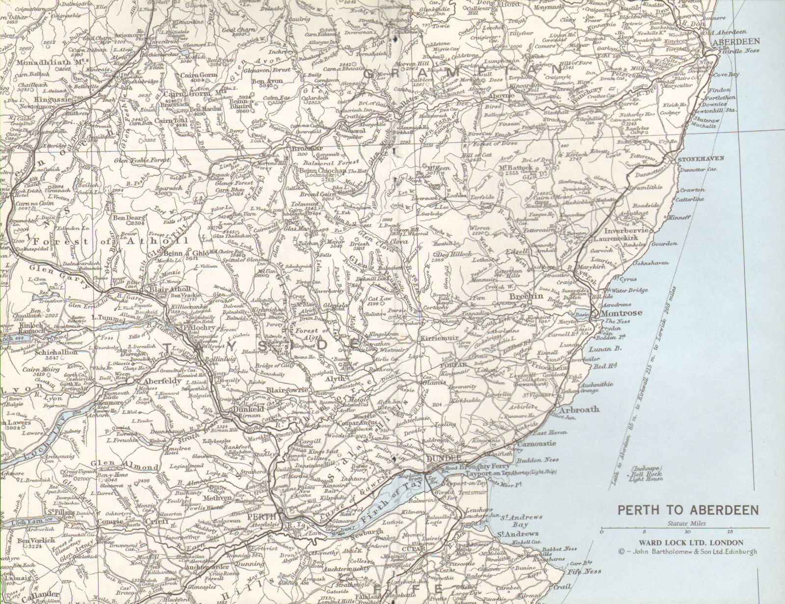 TAYSIDE GRAMPIAN. Perth Dundee Aberdeen Firth of Tay Montrose Arbroath 1975 map